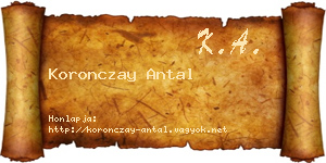 Koronczay Antal névjegykártya
